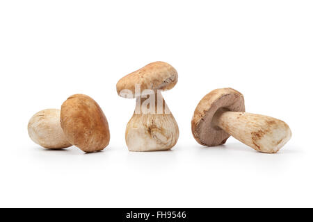 Whole fresh raw porcini mushrooms isolated on white background Stock Photo