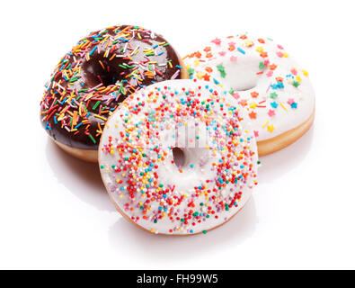 Colorful donuts. Isolated on white background Stock Photo