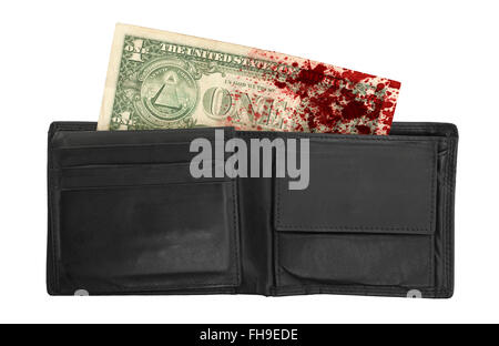 US one Dollar bill in a wallet, close up photo Stock Photo