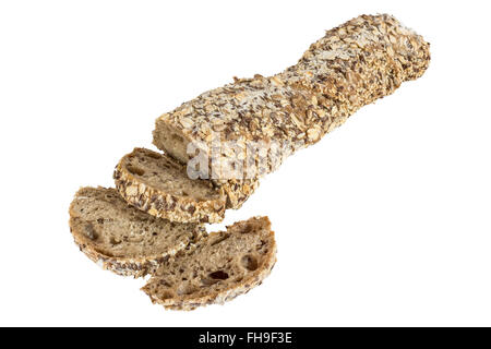 Traditional organic whole bread isolated on white Stock Photo