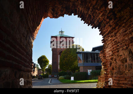 Colchester jumbo water tower through balkerne gate arch Stock Photo