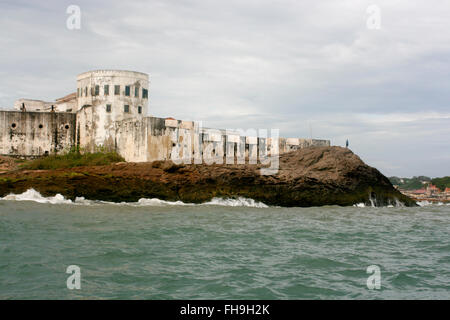 Cape Coast Castle, Ghana, as seen from the ocean Stock Photo