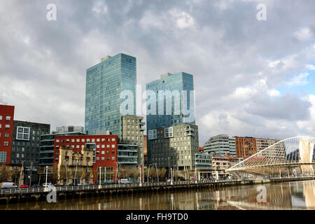 Zubizuri bridge, Bilbao, Spain designed by Santiago Calatrava Stock Photo