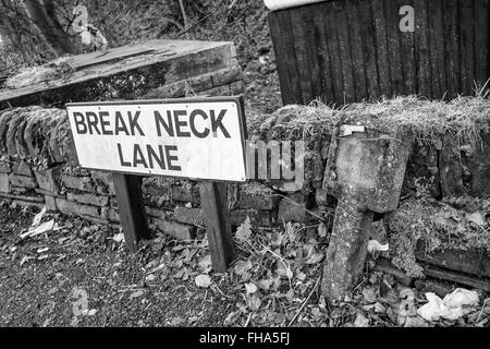 Break Neck Lane road sign Stock Photo
