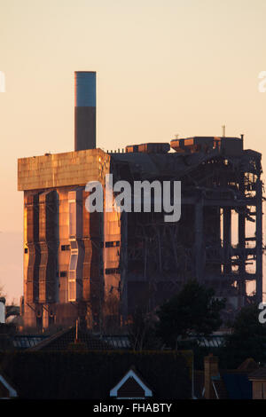 Didcot, Oxfordshire, UK. 24th February 2016. Didcot Power Plant. Part of the building that collapsed yesterday in a power plant in Oxford that killed one crew and three missing. Credit:  Pete Lusabia/Alamy Live News Stock Photo