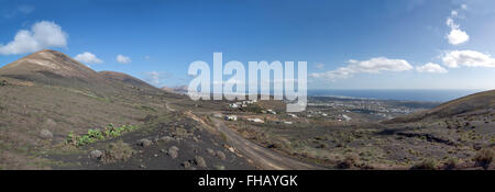 Lanzarote - Panorama around the village Macher Stock Photo