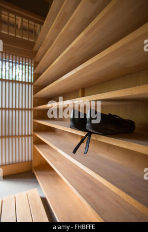 shoes at a temple in Kyoto Japan Stock Photo