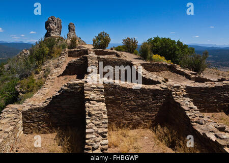 High quality rock constrution of Puebloan houses at the CHIMNEY ROCK NATIONAL MONUMENT- SOUTHERN COLORADO Stock Photo