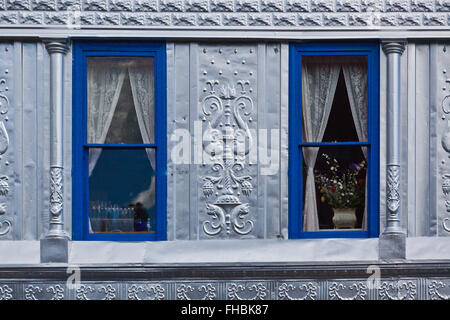 Tin covering of a hotel in CREEDE COLORADO, a silver mining town dating back to the mid 1800's which is now a tourist attraction Stock Photo