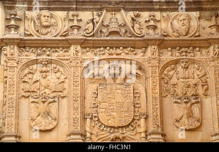 Detail,facade of main entrance to Escuelas Menores, University,Salamanca,Spain Stock Photo