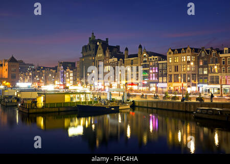City scenic from Amsterdam in the Netherlands at twilight Stock Photo