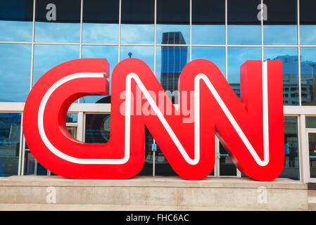 ATLANTA - AUGUST 29: CNN Center in Atlanta on August 29, 2015 in Atlanta. The CNN Center is the world headquarters of CNN. Stock Photo