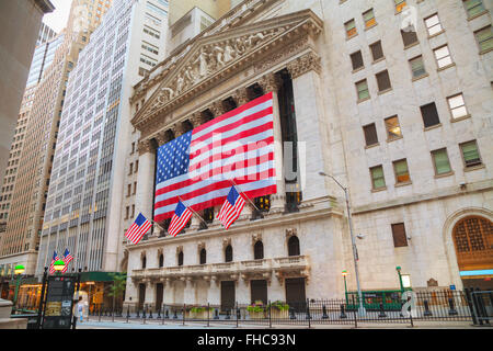 NEW YORK CITY - September 5: New York Stock Exchange building on September 5, 2015 in New York. Stock Photo