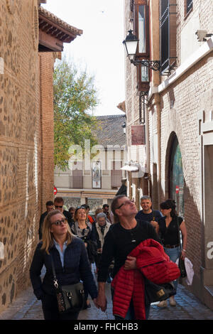 Tourists group in Toledo old town Stock Photo