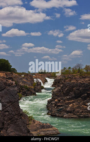 The TAM I DAENG WATERFALL is off the beaten track on the MEKONG RIVER in the 4 Thousand Islands Area (Si Phan Don) near DONE KHO Stock Photo