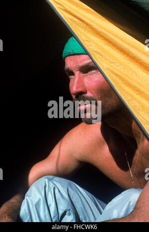 Photographer Chad Ehlers hiking and camping In Sweden's Arctic Wilderness in Lapland Stock Photo