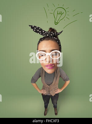 Big head person with idea bulb Stock Photo