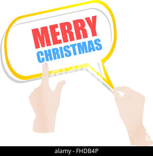 Hand drawn speech bubbles on Merry Christmas background. Vector illustration Stock Photo