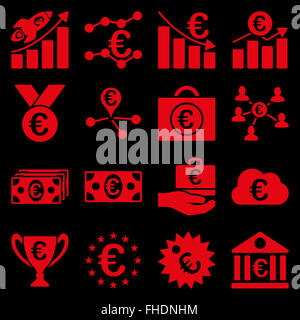 Euro banking business and service tools icons Stock Photo