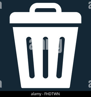 Trash Can flat white color icon Stock Photo