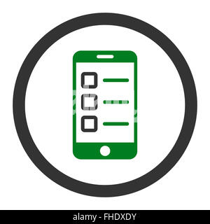 Mobile test flat green and gray colors rounded vector icon Stock Photo