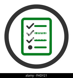 Checklist flat green and gray colors rounded vector icon Stock Photo