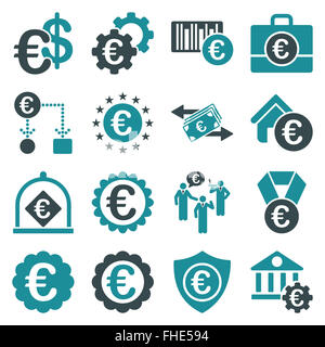 Euro banking business and service tools icons Stock Photo