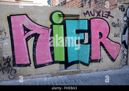 graffiti covered walls in Barrio del Carmen, Valencia Spain Stock Photo