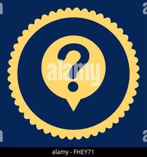 Status flat yellow color round stamp icon Stock Photo