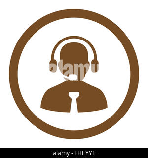 Support chat flat brown color rounded vector icon Stock Photo