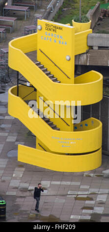 Yellow concrete staircase on London Southbank Centre Stock Photo