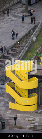 Yellow concrete staircase on London Southbank Centre Stock Photo