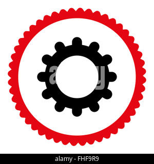 Gear flat intensive red and black colors round stamp icon Stock Photo