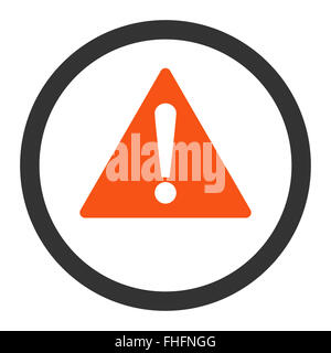 Warning flat orange and gray colors rounded vector icon Stock Photo