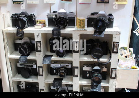 Vintage Cameras on sale in Borough Market Stock Photo