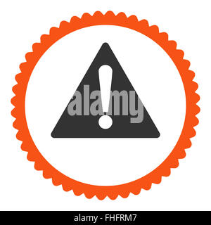 Warning flat orange and gray colors round stamp icon Stock Photo