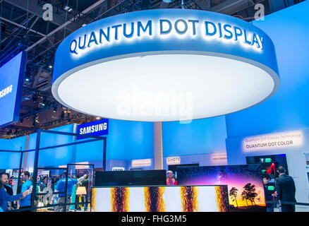 The Samsung booth at the CES show held in Las Vegas Stock Photo