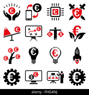 Euro banking business and service tools icons Stock Photo