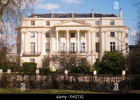 Villa designed by John Nash in Regents park Cambridge gate london in winter Stock Photo