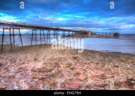 English Victorian pier Birnbeck island Weston-super-Mare Somerset England in colourful HDR with Steep Holm island Stock Photo