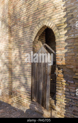 Old Wooden Door in the Kok Gumbaz Mosque Stock Photo