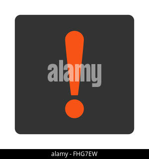 Exclamation Sign flat orange and gray colors rounded button Stock Photo