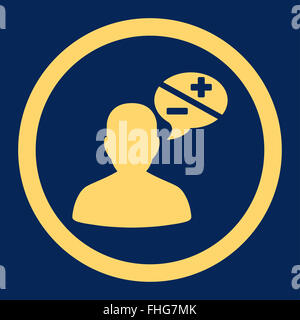 Arguments flat yellow color rounded glyph icon Stock Photo