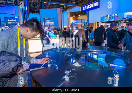 The Samsung booth at the CES show held in Las Vegas Stock Photo