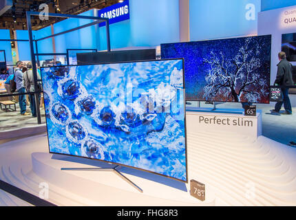 The Samsung booth at the CES show held in Las Vegas Stock Photo