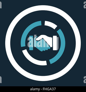 Acquisition diagram flat blue and white colors rounded vector icon ...