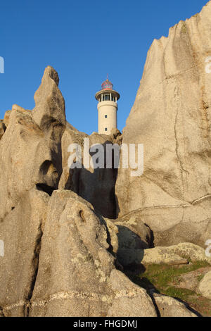Punta Nariga lighthouse in the rocky coast of Death . Northern Spain Stock Photo