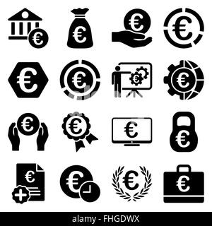 Euro banking business and service tools icons Stock Photo