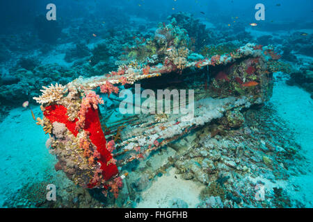 Shark Cage of Jacques Cousteau, Shaab Rumi, Red Sea, Sudan Stock Photo