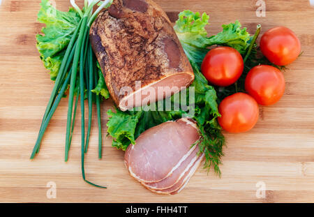 thinly tomatoes  homemade restaurant grilled protein  bacon cooking flavor green balkan cooked nature organic Stock Photo